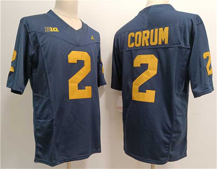 Mens Michigan Wolverines #2 Blake Corum Navy Stitched Jersey